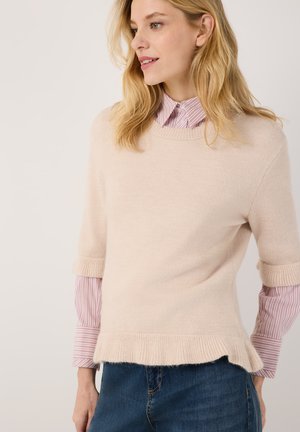 More & More, MORE & MORE KURZER, FEMININER HALBARMPULLOVER, RÜSCHEN - Jumper - almond melange