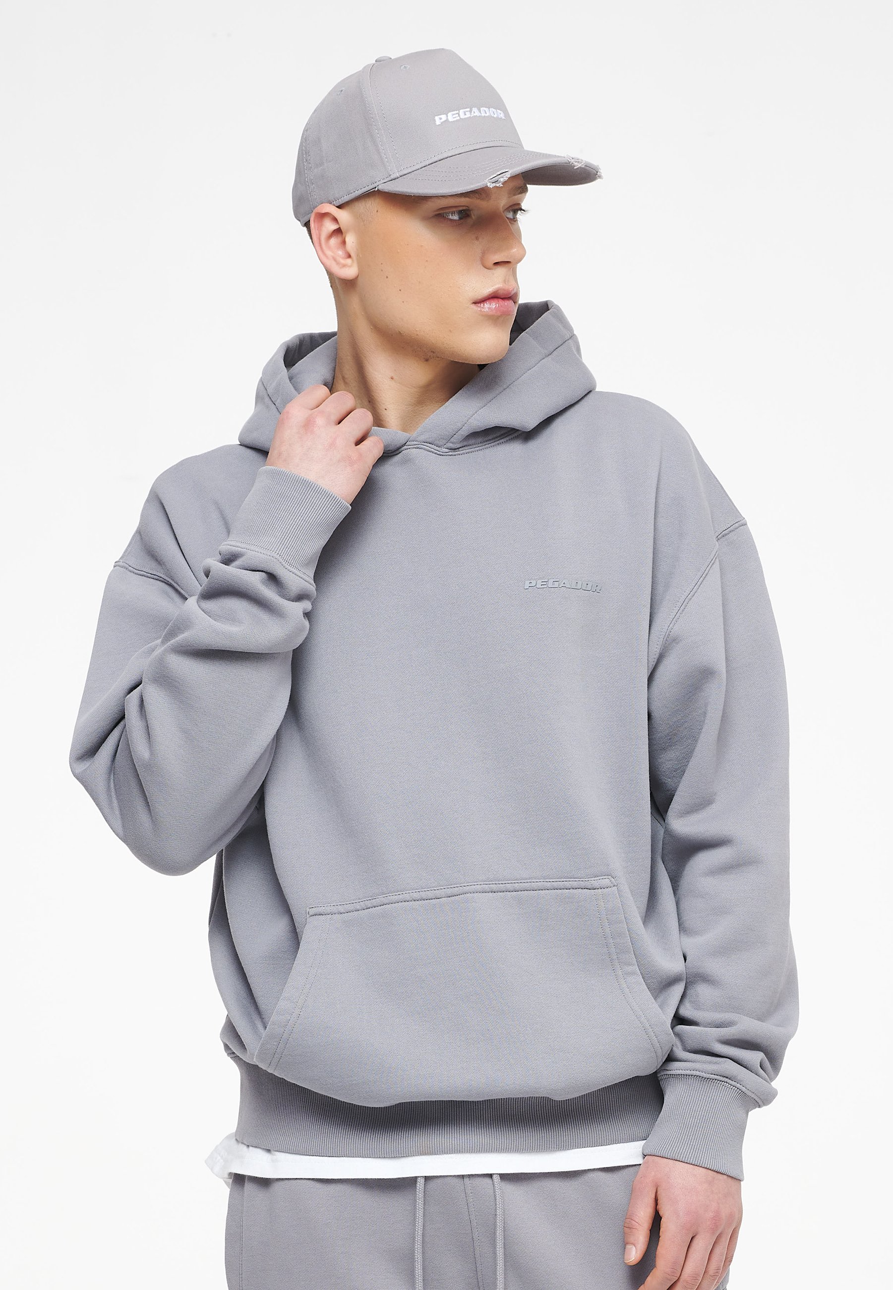 Pegador LOGO OVERSIZED HOODIE UNISEX - Kapuzenpullover - washed dusk grey/grau  - Zalando.de