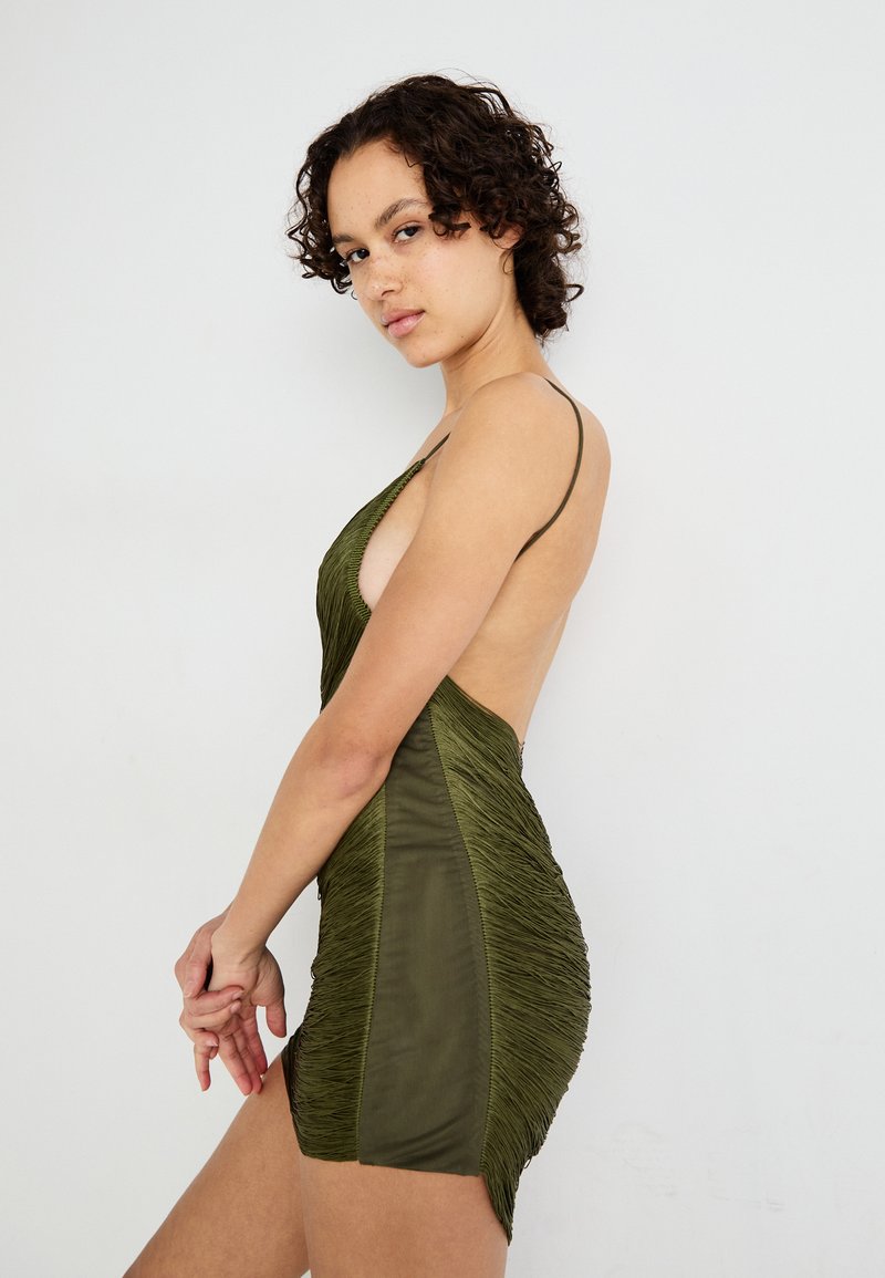 green emerald velvet dress 6AM Cut Out Maxi Dress in Moss | Jaded London