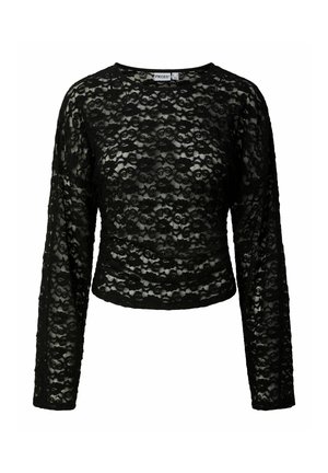 Pieces, LONG SLEEVED TOP PCALLI LACE - Blouse - black