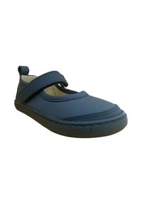 Zapato Mary Jane de color azul marino con un upper sintético texturizado, correa segura, plantilla acolchada y suela de goma flexible.