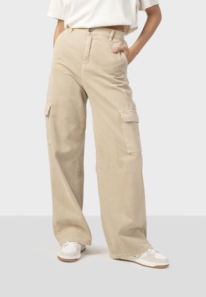 Kaotiko CARGO WIDE LEG - Pantalon cargo - beige
