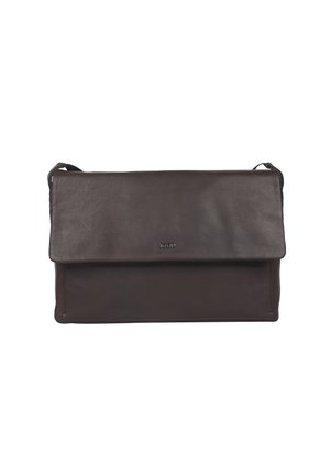 Dark brown leather messenger bag with a flap closure, featuring smooth texture and minimalist design, suitable for everyday use.