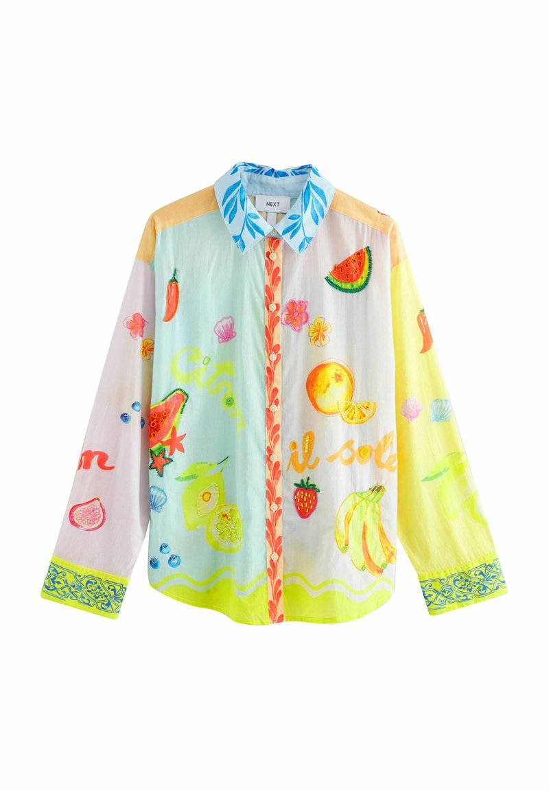 Next - LONG SLEEVE RELAXED LIGHTWEIGHT - Button-down blouse - multicoloured abstract beaded fruit, Enlarge