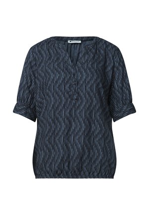 Street One, SHORT-SLEEVE BLOUSE WITH SPLIT NECK AND ELASTIC HEM - Blouse - ashen blue