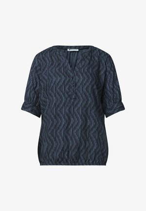 Street One, SHORT-SLEEVE BLOUSE WITH SPLIT NECK AND ELASTIC HEM - Blusa - ashen blue