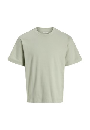 Lys grøn bomulds t-shirt med klassisk rund halsudskæring, korte ærmer og en afslappet pasform. Glat tekstur uden synlige mønstre eller detaljer.