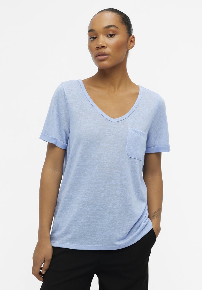 Object - OBJTESSI SS V-NECK NOOS - T-shirt basic - serenity, Vergroten