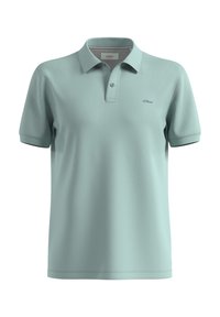 Polo shirt turquoise clair en coton. Caractéristiques : col classique, manches courtes, patte de boutonnage à deux boutons et un petit logo sur la poitrine.