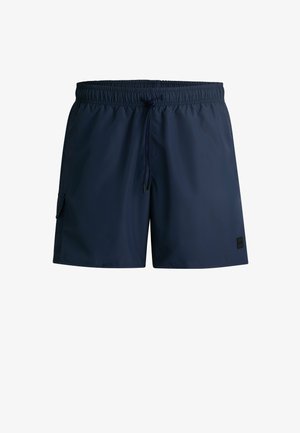 Marine zwemshorts gemaakt van lichte stof, voorzien van een elastische tailleband met trekkoord, zijvak en logopatch aan de zoom.