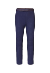 Marinblå räfflade leggings med en texturerad midja och mönstrade detaljer. Tillverkade av stretchigt material för komfort och flexibilitet.