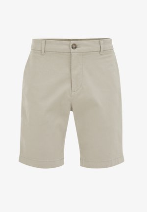 Pantaloni scurți din bumbac khaki, cu croială dreaptă, cu nasture și fermoar, buzunare frontale și tiv curat.