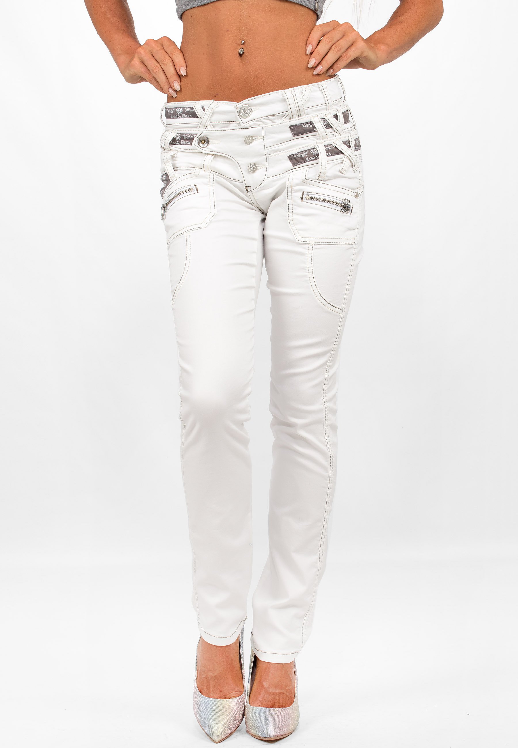 Cipo & Baxx ストレッチ PANTS ホワイト レディース Cipo & Baxx ストレッチ PANTS ホワイト レディース