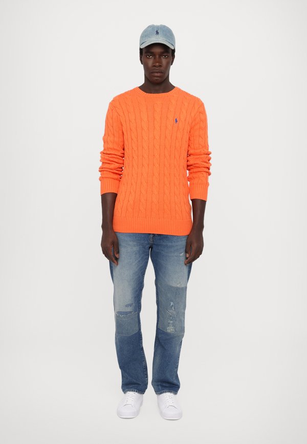 CABLE KNIT COTTON JUMPER - Jumper - orange2