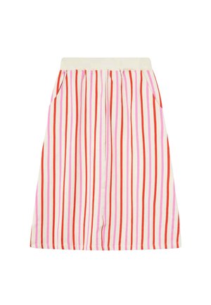 Compañía fantástica, FALDA MIDI CON BOLSILLOS Y ESTAMPADO DE RAYAS - Falda acampanada - rosa, rojo