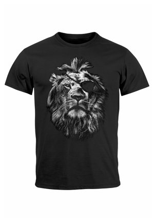 COOLES LÖWE PRINT AUFDRUCK MOTIV NEVERLE - T-Shirt print - schwarz