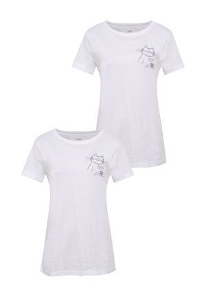 2ER-PACK KURZARM MIT MOTIV UND RUNDHALSAUSSCHNITT - Print T-shirt - weiß