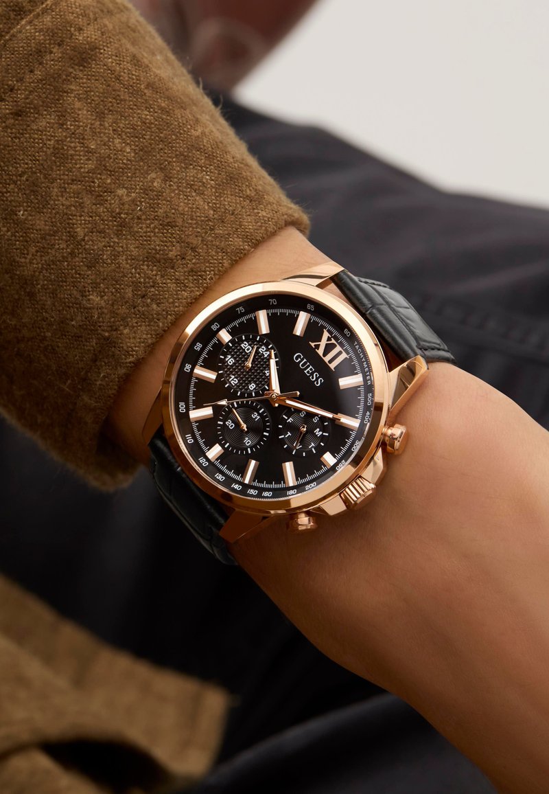 RUIMAS Orologio Uomo Sportivo Cronografo – Quarzo, Quadrante Grigio Grande 46mm, Cinturino In Pelle Marrone, Impermeabile 3 ATM, Lancette Luminescenti