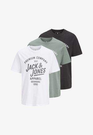 Jack & Jones PREMIUM, JPRBLUZANE TEE 3 PACK - T-shirt con stampa - laurel wreath/white/black