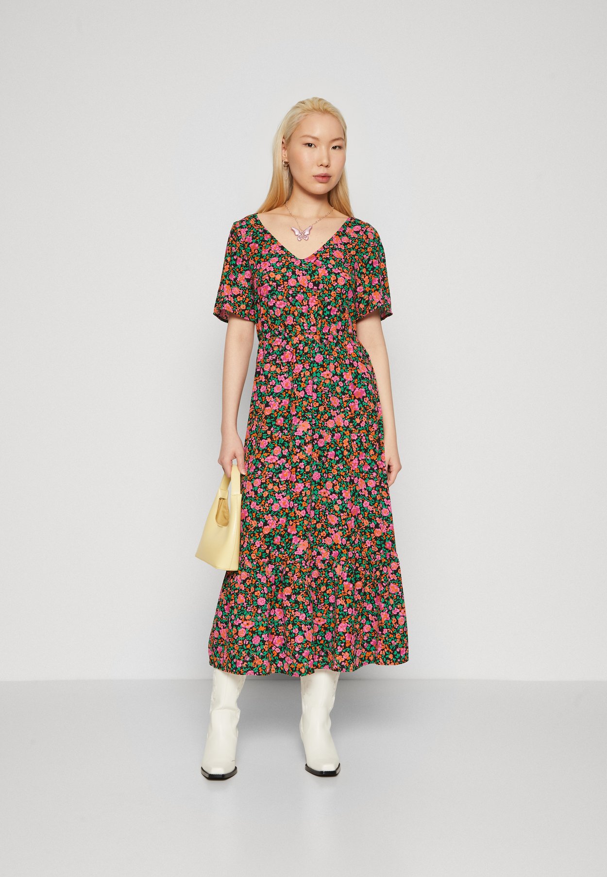 ONLSAFINA LIFE V NECK MIDI DRESS