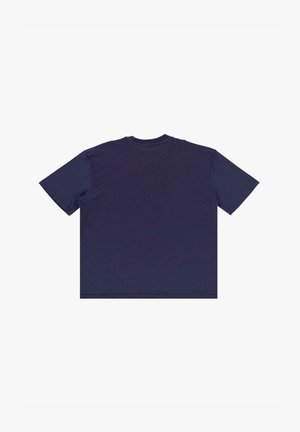Navy blue cotton t-shirt with a crew neck, short sleeves, and a relaxed fit. The back features a smooth, uniform texture with no graphics.