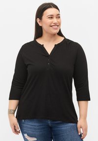 Zizzi WITH 3/4 SLEEVES - Maglietta a manica lunga - black