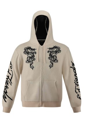 Ed Hardy DRAGON ZIP THRU - Strickjacke - beige