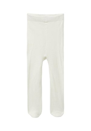 Collant bianchi in cotone con una texture a coste, dotati di una morbida fascia elastica in vita e punte chiuse. Un accessorio versatile per l'abbigliamento.