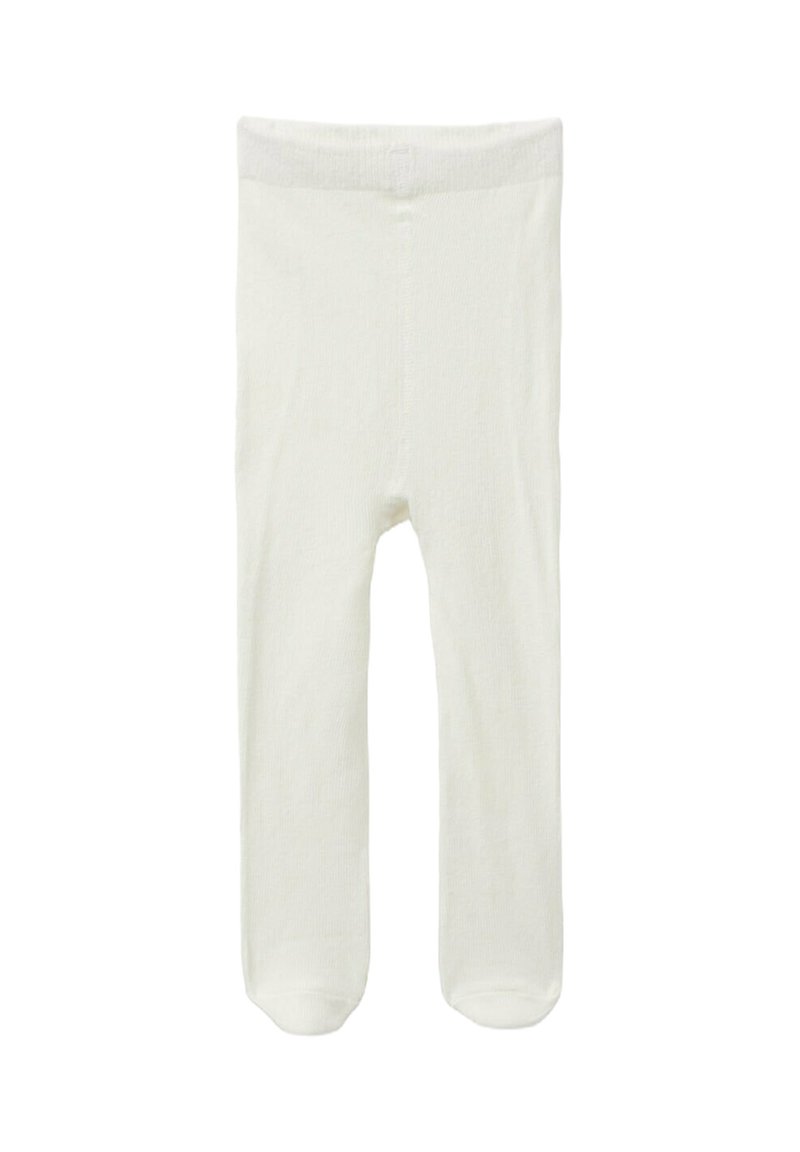 Collant bianchi in cotone con una texture a coste, dotati di una morbida fascia elastica in vita e punte chiuse. Un accessorio versatile per l'abbigliamento.