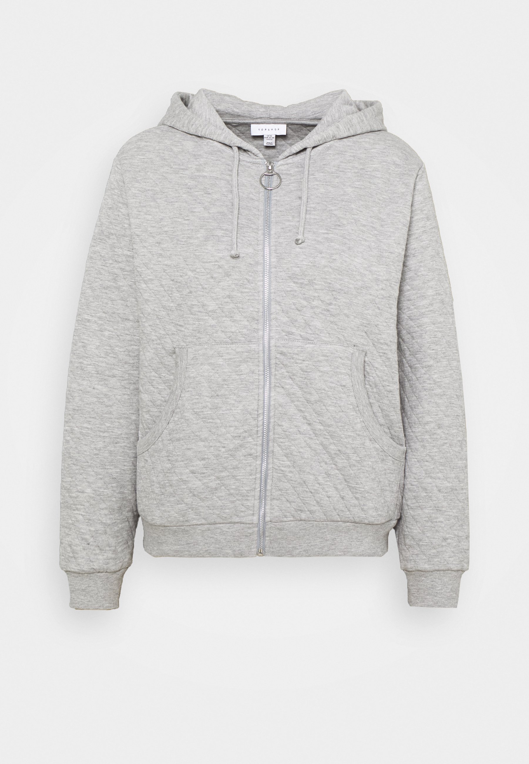 grey zip front sweater