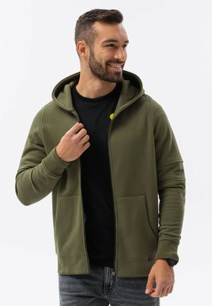 Sweater met rits - olive green