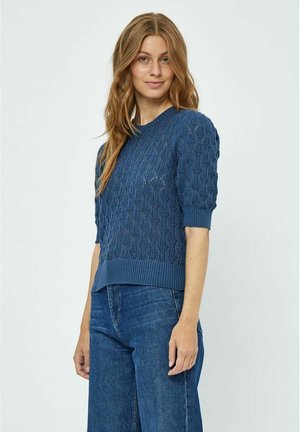 MILAMINA HALF SLEEVE KNIT PULLOVER - Trükipildiga T-särk - dark denim blue