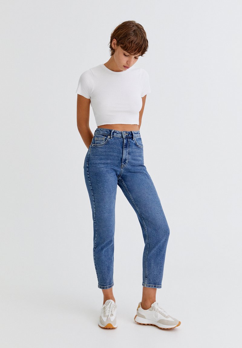 PULL&BEAR Jeans Tapered Fit donkerblauw denim