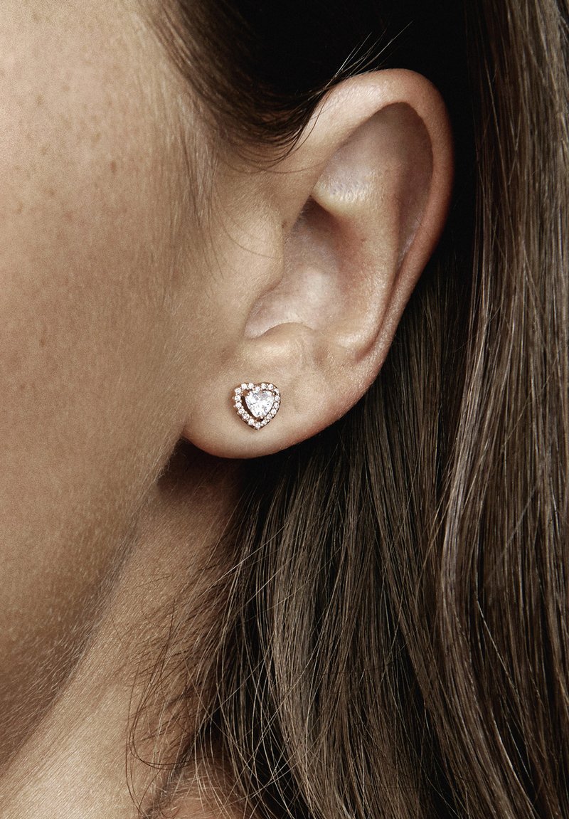 Pandora SPARKLING ELEVATED HEART STUD Earrings rose gold - Technical View