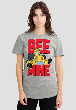 TRANSFORMERS VALENTINE'S DAY BUMBLEBEE BEE MINE - Print T-shirt - mottled light grey