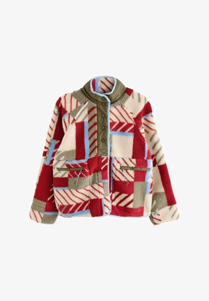 POPPER FRONT - Polárdzseki - beige red khaki green abstract print