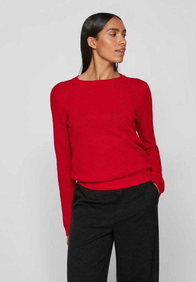 VILA VIDALO O-NECK LS SU - Stickad tröja - barbados cherry