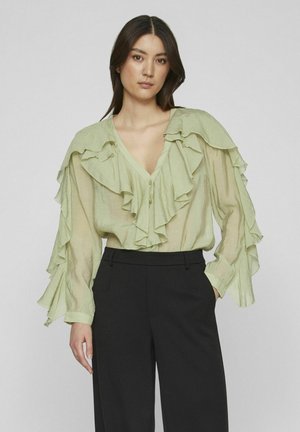 VILA MIT LANGEN ÄRMELN GERÜSCHTES - Blusa - swamp