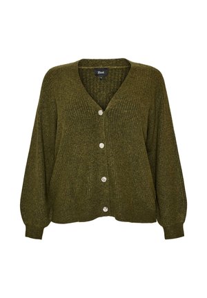 Zizzi, STRICKJACKE MIT V-AUSSCHNITT UND RIPPSTRUKTUR - Ζακέτα - grün
