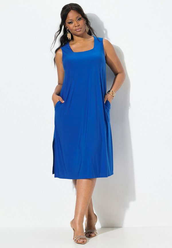 A-LINIE CARREE-AUSSCHNITT ÄRMELLOS - Jerseykleid - dark sapphire