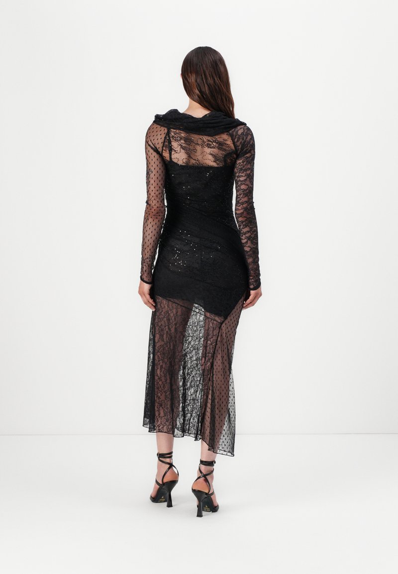 plus size wedding dresses with lace jacket PINKO Black Cotton Midi Women's Dress IT40 / Black