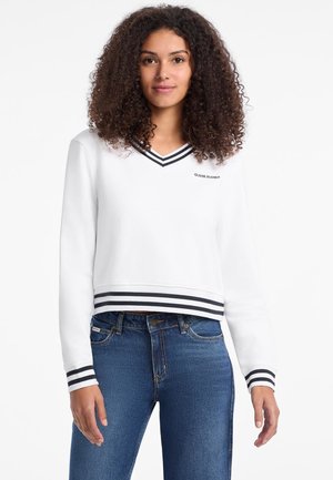 CROPPED V-AUSSCHNITT - Sweatshirt - weiß