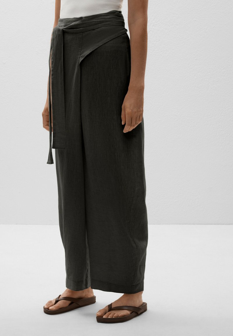 OYSHO - LINEN CROSSOBER BALLOON - Broek - dark grey, Vergroten