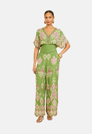 Love & Roses, EMBELISHED PLACEMENT PRINT KIMONO TOP - Bluse - green
