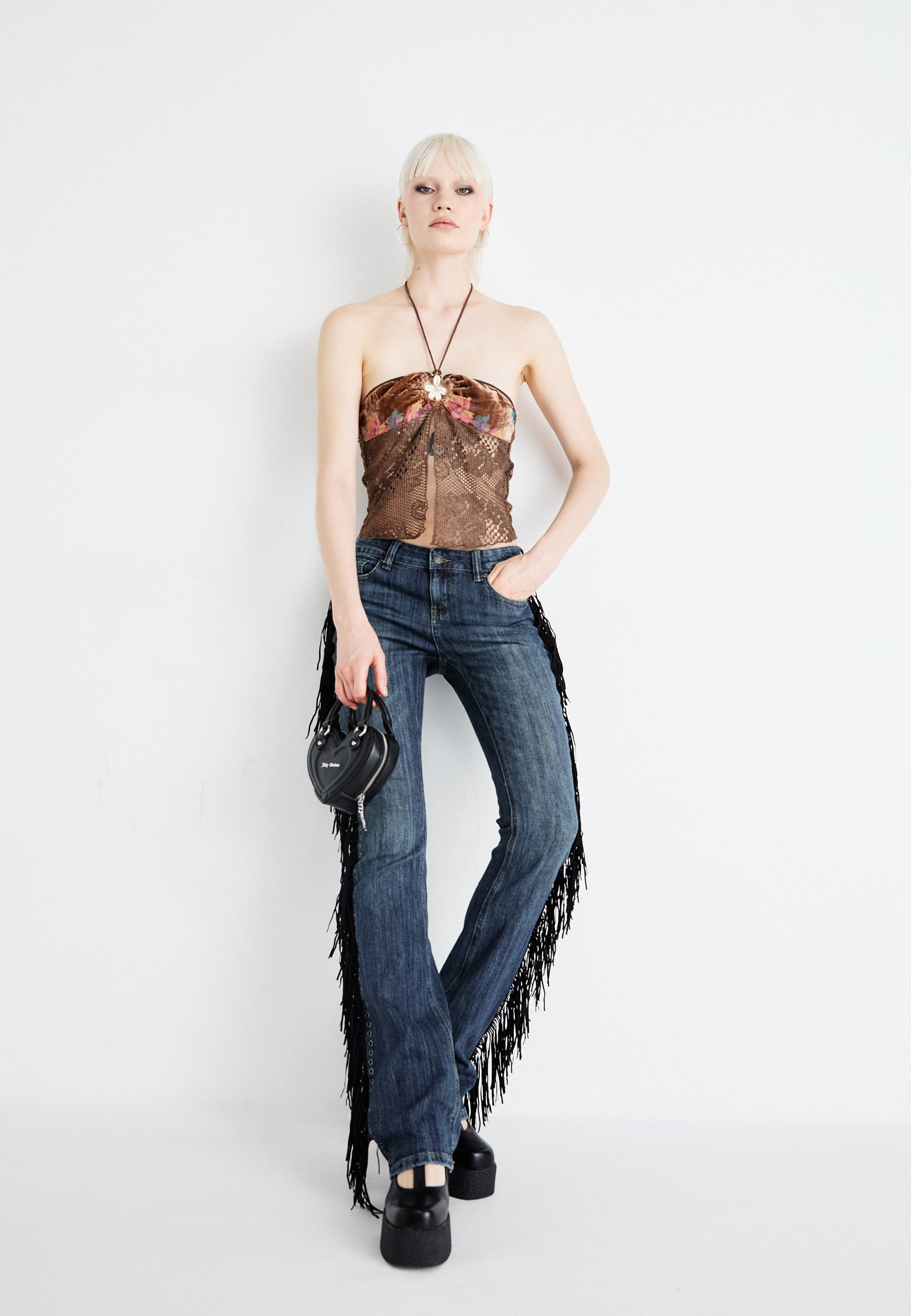 Jaded London DARK WASH FRINGE COOPER - Bootcut jeans - denim