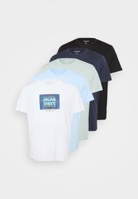 JJHUDSON TEE CREW NECK 5 PACK - Μπλουζάκι με στάμπα - black/sky captain/white/iceberg green/blue