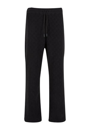 Mustad püksid elastse vöökohtaga, reguleeritava nööriga ja tekstureeritud mustriga. Loodud vabaks istuvuseks otste jalgadega ja ilma taskuteta.