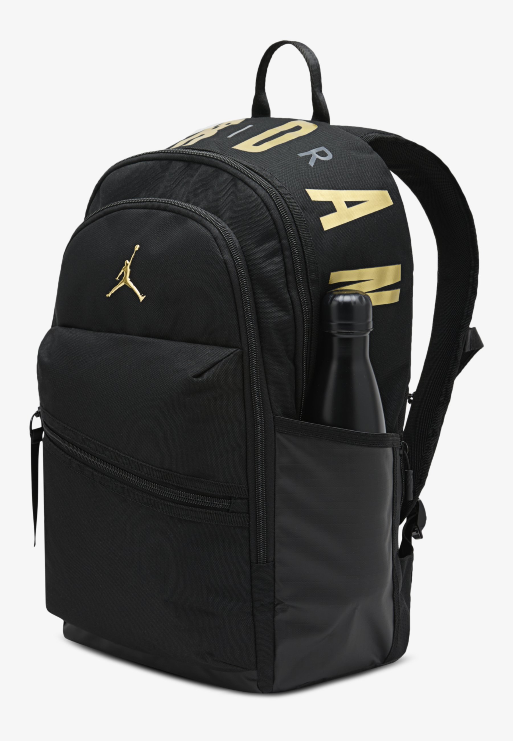 jordan backpack black gold