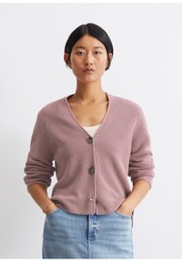 Marc O'Polo CARDIGAN LONGSLEEVE V NECK - Adīta jaka - dark mauve
