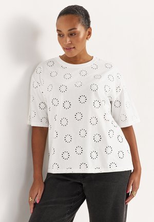 Cellbes of Sweden WITH EMBROIDERED OPENWORK - T-shirt print - white